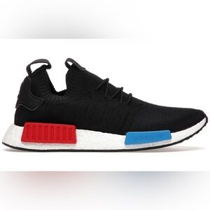 adidas NMD R1 Primeknit Black with Red & Blue Accents